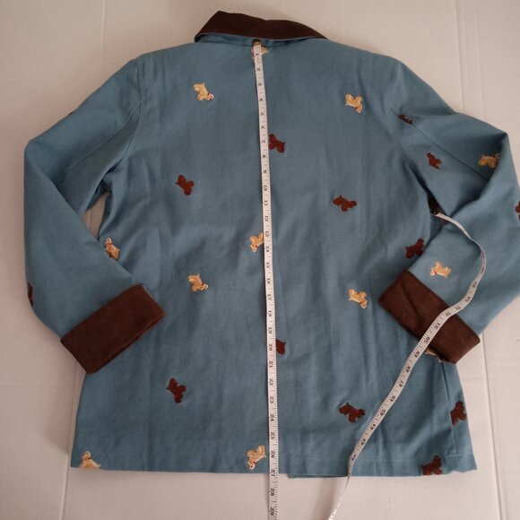 Dancing Dog Designs Blue Barn Coat Brown Corduroy Collar Cuffs Women's S - Picture 13 of 16
